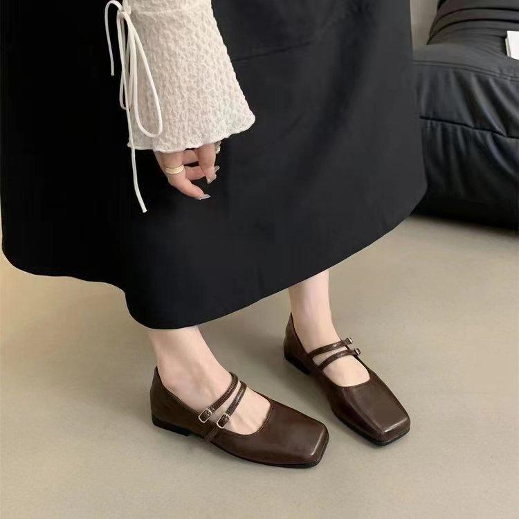 

Французские туфли-лодочки с квадратным носком, женские, весна 2025, новая универсальная нишевая модель с чувством дизайна, плоские туфли Мэри Джейн, тренд инс 40