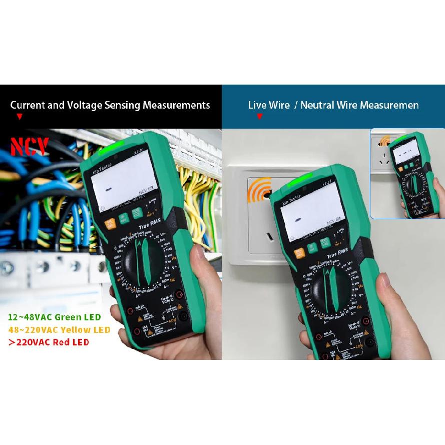 Xin Tester Digital Multimeter XT-01 Set Auto Ranging Voltmeter T-RMS 6000 Counts AC DC Volt Amp Ohm Capacitor Temperature Tester