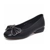 Spring and Summer New Bow Light Mouth Single Shoes First Layer Cowhide Round Flat Shoes Comfortable Women's Work Shoes