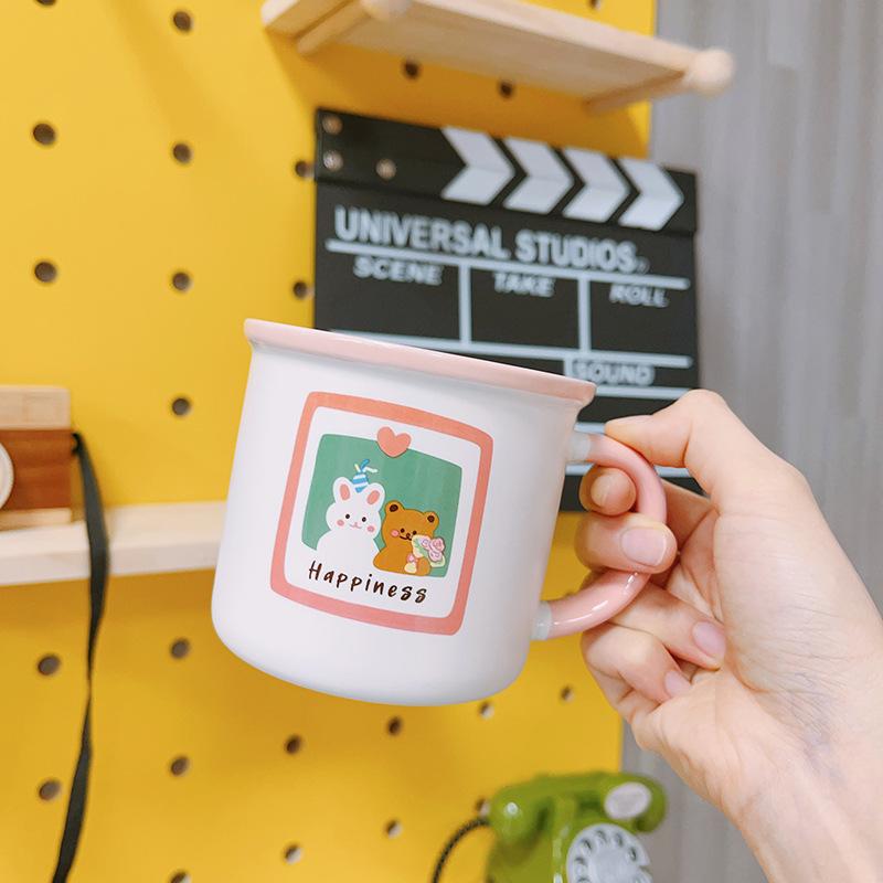 

Милая мультяшная пара кружек Керамическая кружка Кружка Медведь Маленький кролик Свадебный подарок Мальчик Девочка Завтрак 320ml