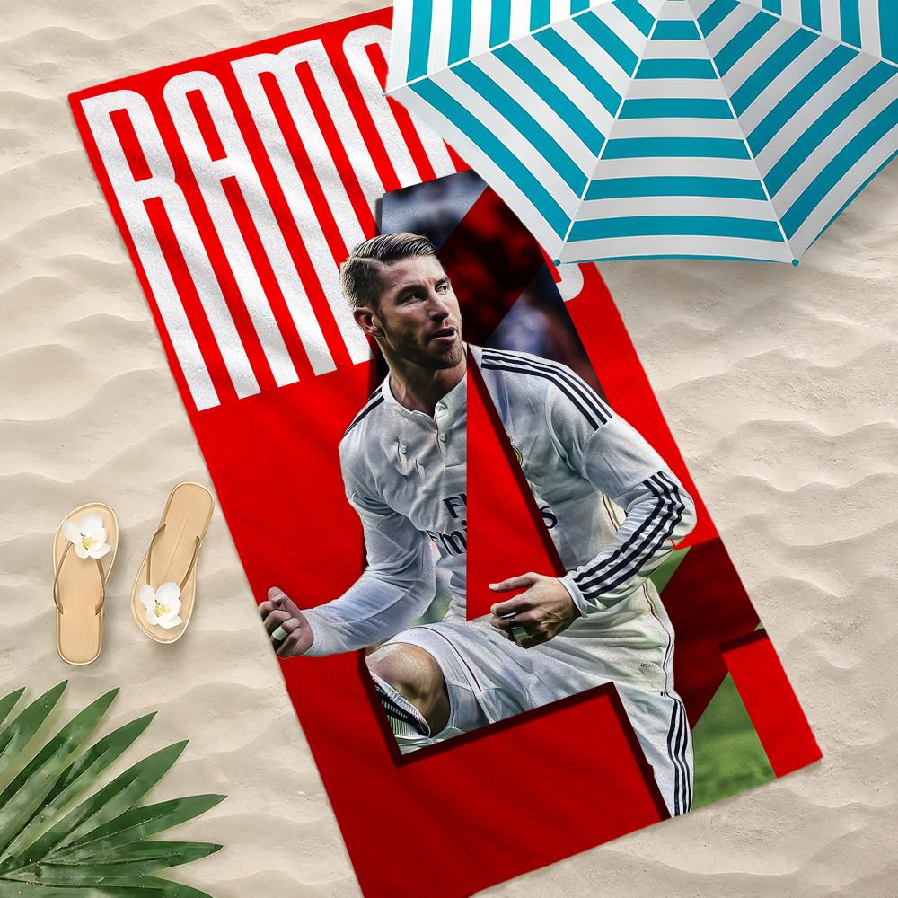 Football Player Sergio Ramos Towel Towel Beach Towel Oversized Quick Dry Towel Absorbent Soft Swim BeachTowels for Men Women