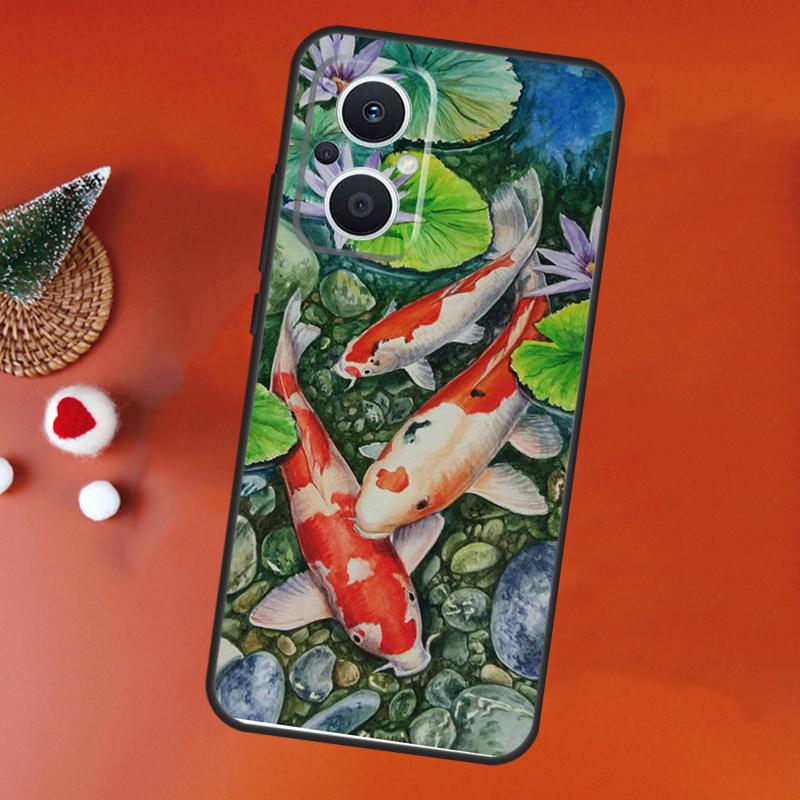 Koi Carp Fish Painting For OPPO Reno 8T 4Z 5Z 4 5 6 7 8 Lite 10 Pro OPPO Find X2 Lite X3 Neo X6 X5 Pro Phone Case