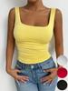 Top de Tirantes de Punto con Cuello Cuadrado Tops Cortos Mujer Verano Camisolas Color Sólido Camisola Moda Deportivo Tubo Femenino Sin Mangas Corto Y2K Ropa de Chica