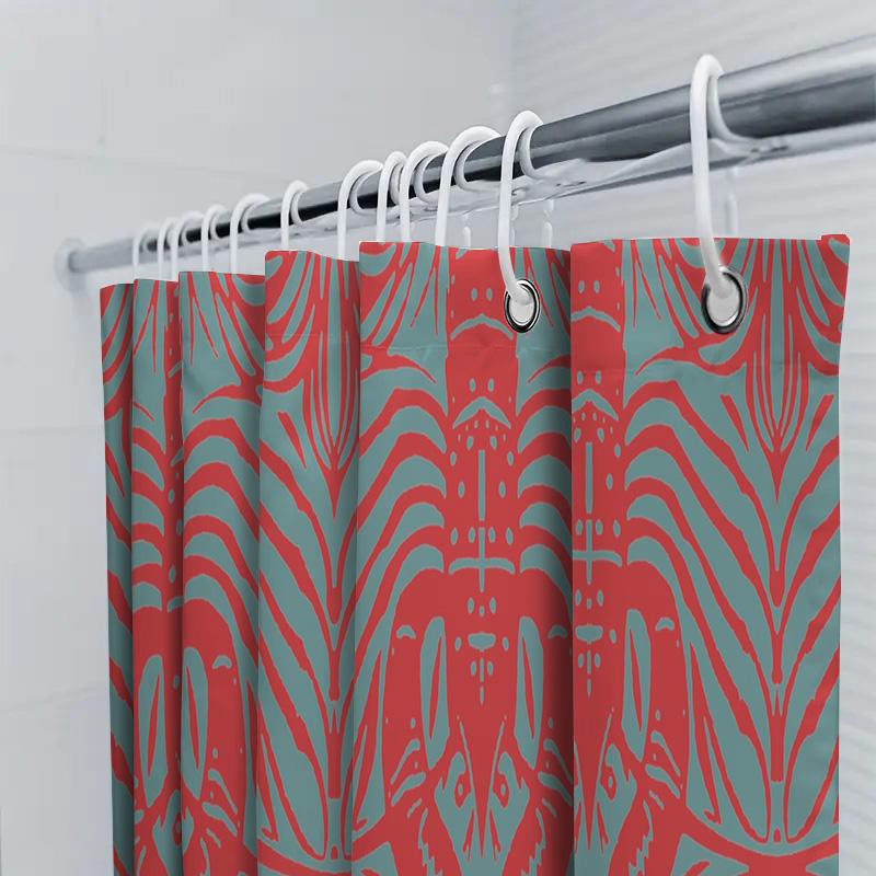 Red Blue Shower Curtain Waterproof Fabric Bathroom Decorative Home Textile Printed Modern Design With Rod Pocket (180X245Cm)