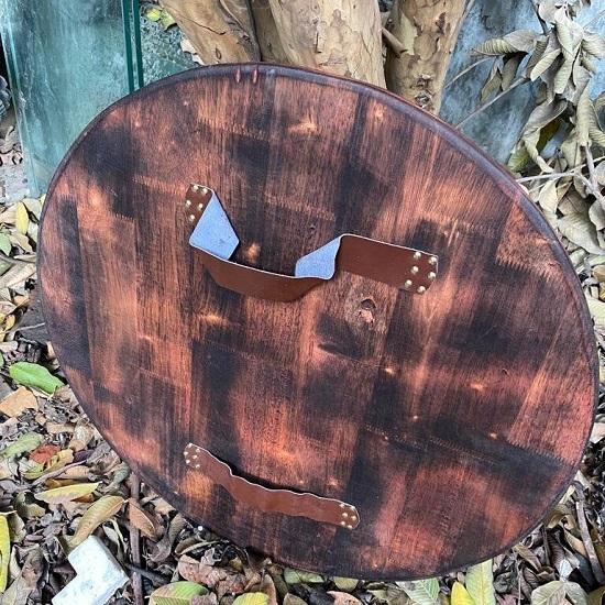 Viking Round Carving Shield,60.96 Cm Knight Battle Medieval Warrior Ship Armor Wooden Shield Best Wall Décor Gifts