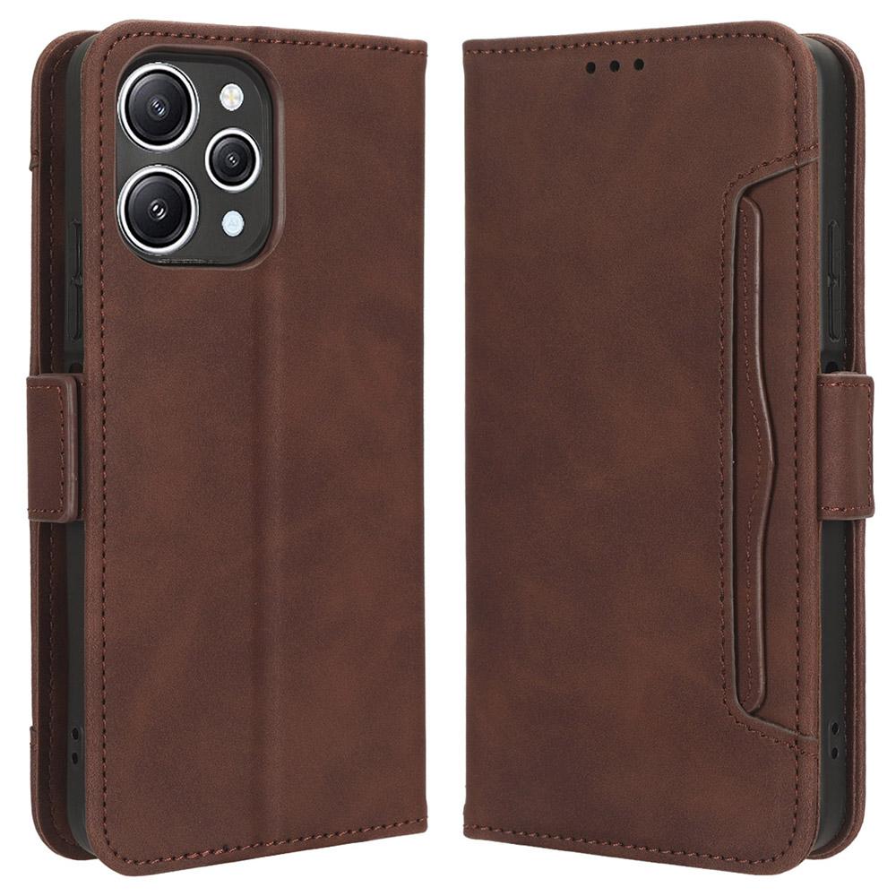 

Для Xiaomi Redmi 12 4G/12 5G (Глобальный)/Note 12R 5G/Poco M6 Pro 5G Чехол-кошелек из ПУ кожи с несколькими отделениями для карт и откидной подставкой Brown