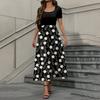 Women's Fashion Casual Short Sleeve Round Neck Splicing Floral Print Elegant Temperament Dress