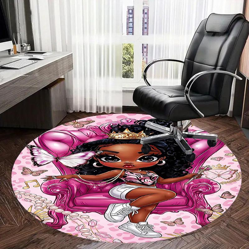 1PC Princess Butterfly Non-Slip Floor Round carpet, Office, family, bedroom, Large Area Rug Indoor Rugs,  Durable Polyester-L0389