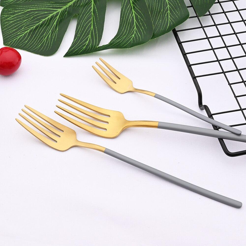 Sada 5 kusů nádobí Matné příbory Modré zlato Nůž Dezertní vidlička Lžíce Sada příborů z nerezové oceli 18/10