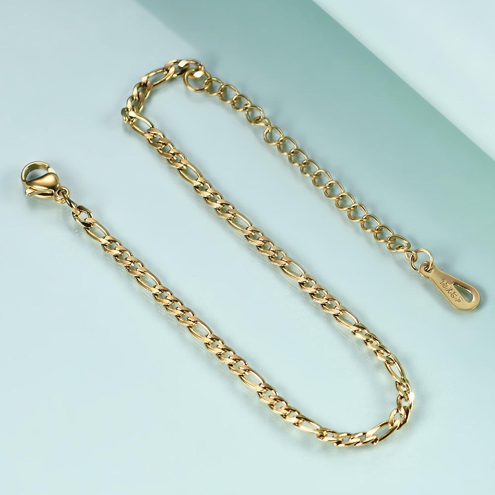 Figaro Chain 18K Gold Stainless Steel Bracelet