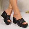 2025 New Sequined High-Heel Sandals Summer Elegance Plus Size Breathable Outdoor Sandals Women's