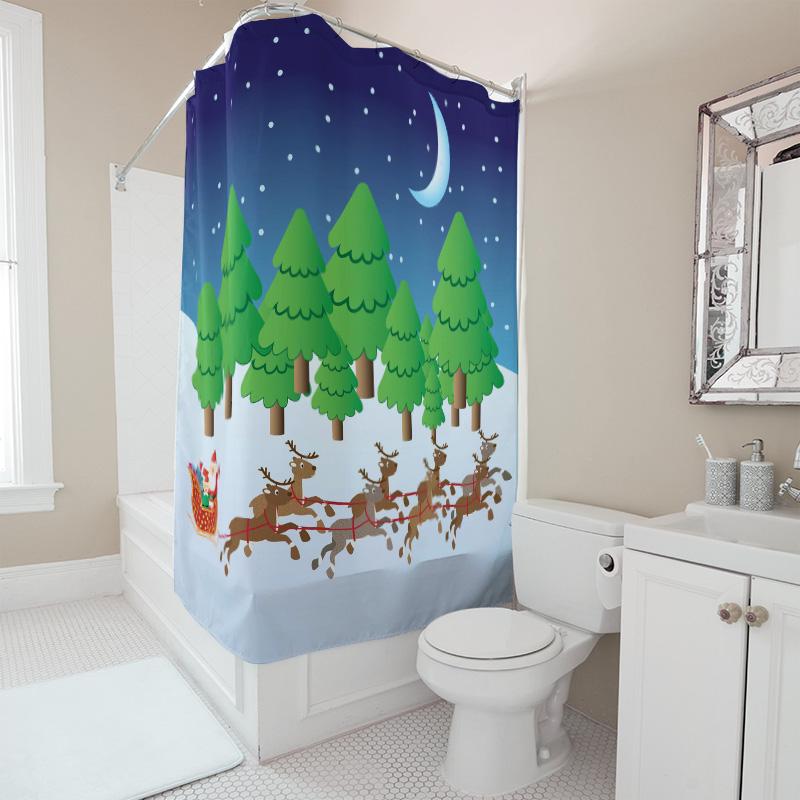 Tu Weihnachtsrentier Duschvorhang Rentier Feiertag Festlich Winterwald Kulisse Badezimmer Dekor Feiertagshaus Weihnachten Geschenk Gemütliche Hütte
