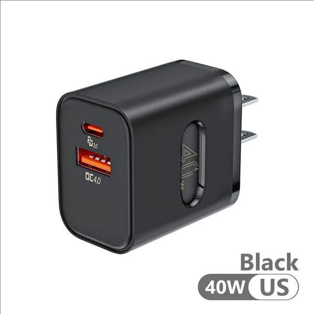 Total 40W USB Fast Charger PD Quick Charge Phone Charger EU/US Plug Adapter For iPhone Xiaomi Samsung  USB C Wall Charger