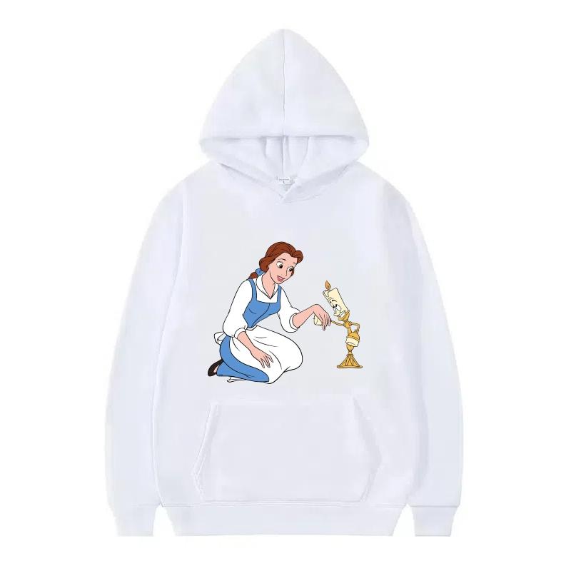 Disney Kráska a zvíře Princezna Vzor Dámské Volné Černé Podzimní Topy Oblečení Svetry Dámské Levné Y2k Mikiny Pánské Sportovní