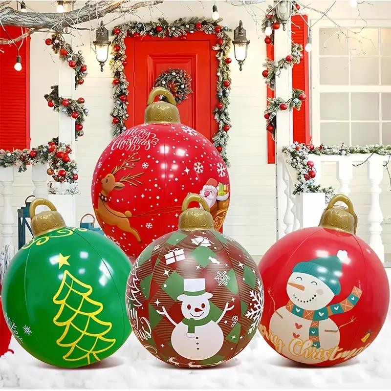 Festive Inflatable Christmas Ball Large Outdoor Holiday Decoration Blow Up Durable Lightweight Ornament for Christmas Party Yard