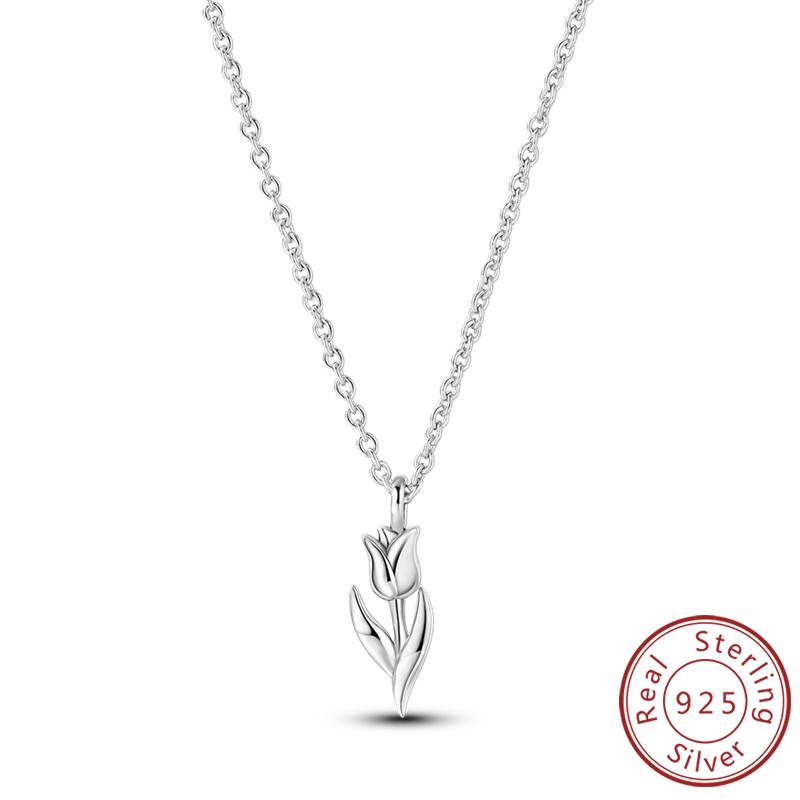 New Copper Necklaces Tulip Heart Sun Star Moon Bow Zircon Pendant Necklace For Women Fashion Jewelry Making Gifts