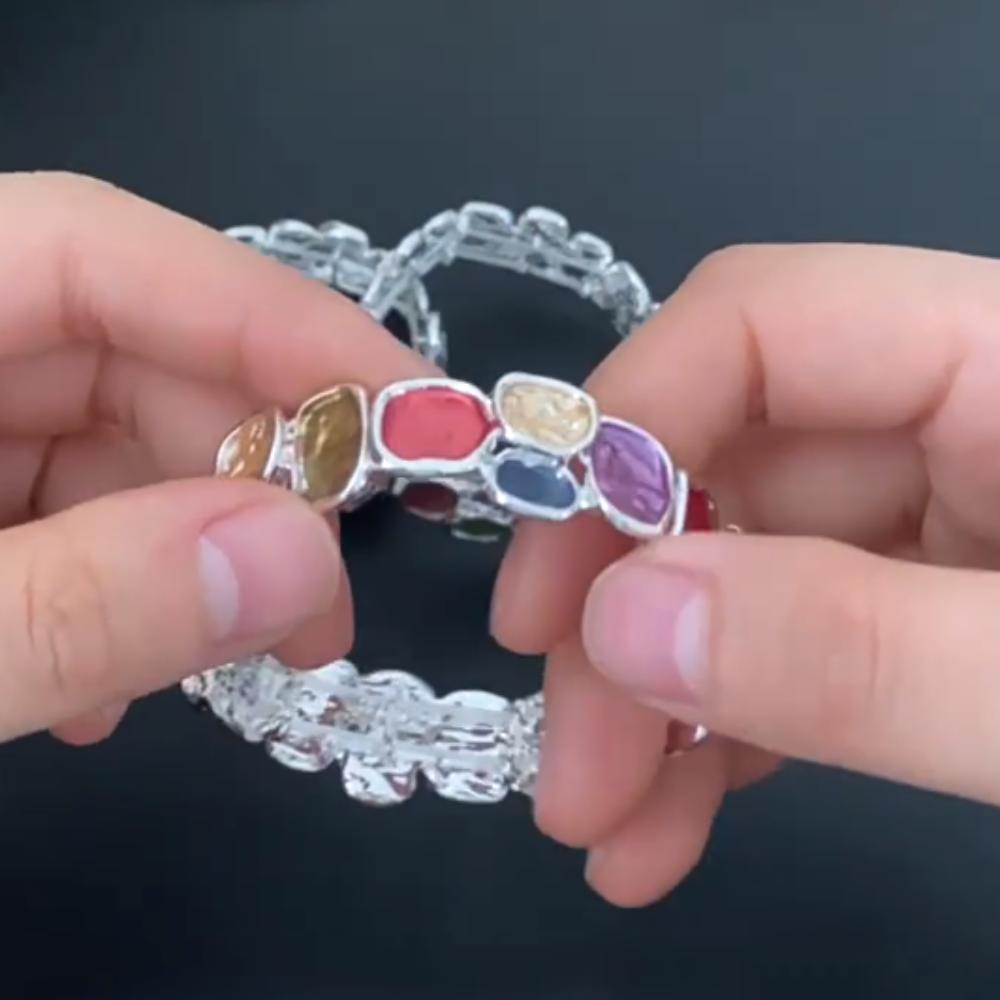 Irregular Elastic Women's Bangle Vintage Retro Hand Ring Geometry Square Bracelet Jewelry Gifts