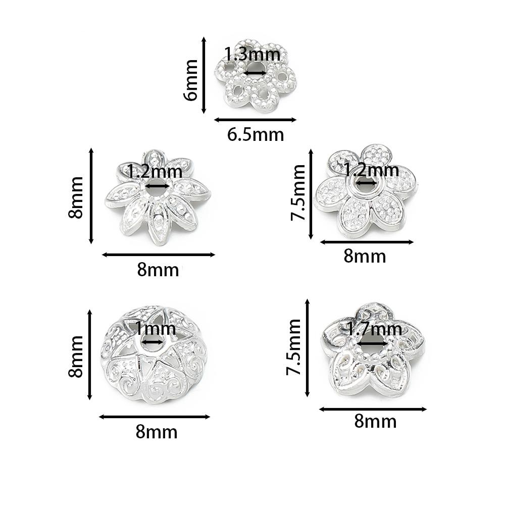 50pcs 5 Sizes Alloy Flower Beads Cap Flowers Connector for Bracelet Necklace Jewelry Making Accessories
