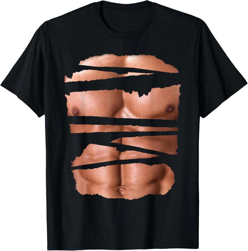 Funny Fake Muscles Fitness Model Chest Six Pack Abs Ripped T-Shirt Hoodie