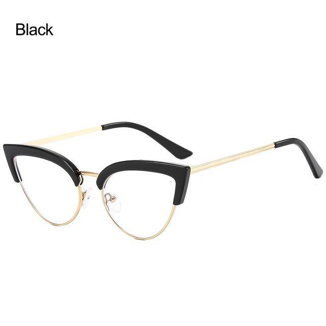 Anti-blått lysmetall Komfortabel farge Cat Eye Brilleinnfatning Dame Vintage Spring Hinge Optisk innfatning Databriller
