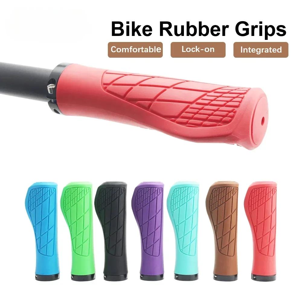 1 Pair Bicycle Grip MTB Silicone Grip Ergonomic Anti-slip Bicycle Handlebar Cover Mountain Bike Riding Shockproof Handlebar Grip