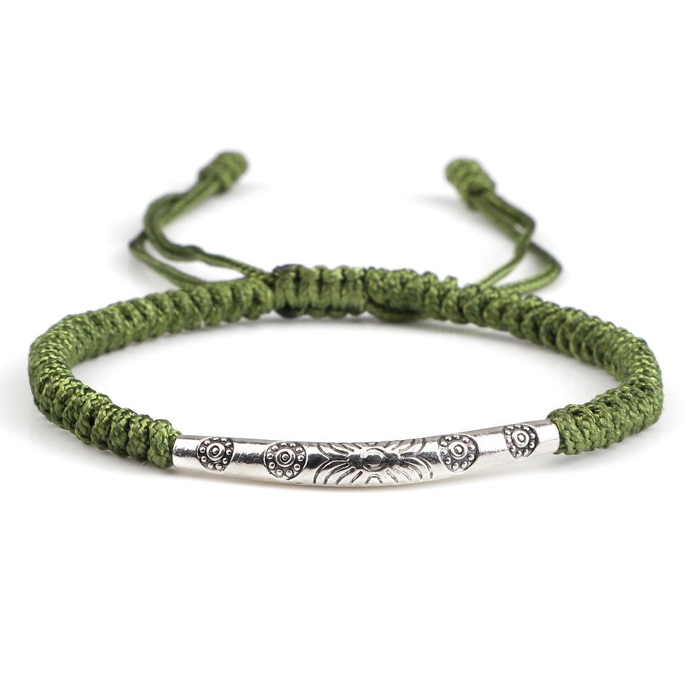 

Unisex Handmade Silver Oval Rope Bracelet for Couples & Best Friends армія зелений колір