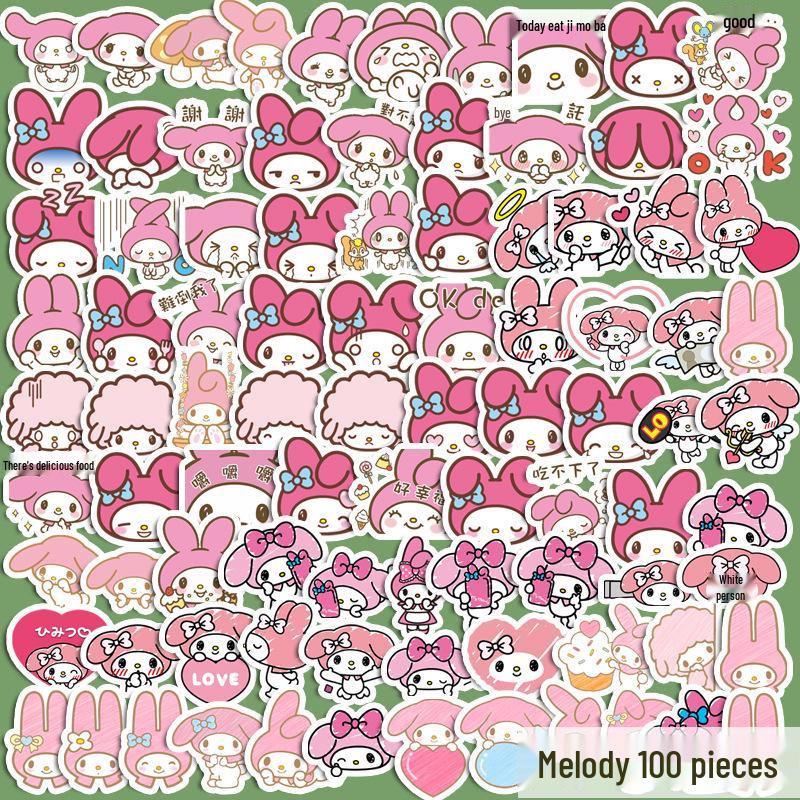 

100 Unique My Melody Cute Rabbit Stickers - Waterproof Decorative Stickers for Journals and Phones