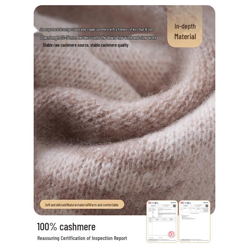 JIUMU Women's Pure Cashmere Cross Neck Scarf