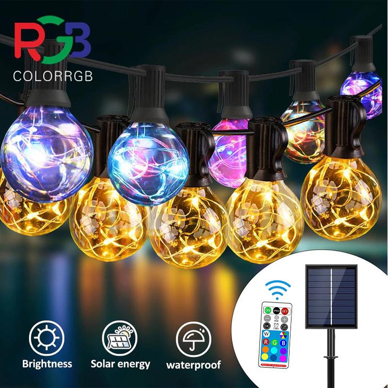 New Year Solar G40 Retro String Lights for Outdoor Camping & Holiday Decor
