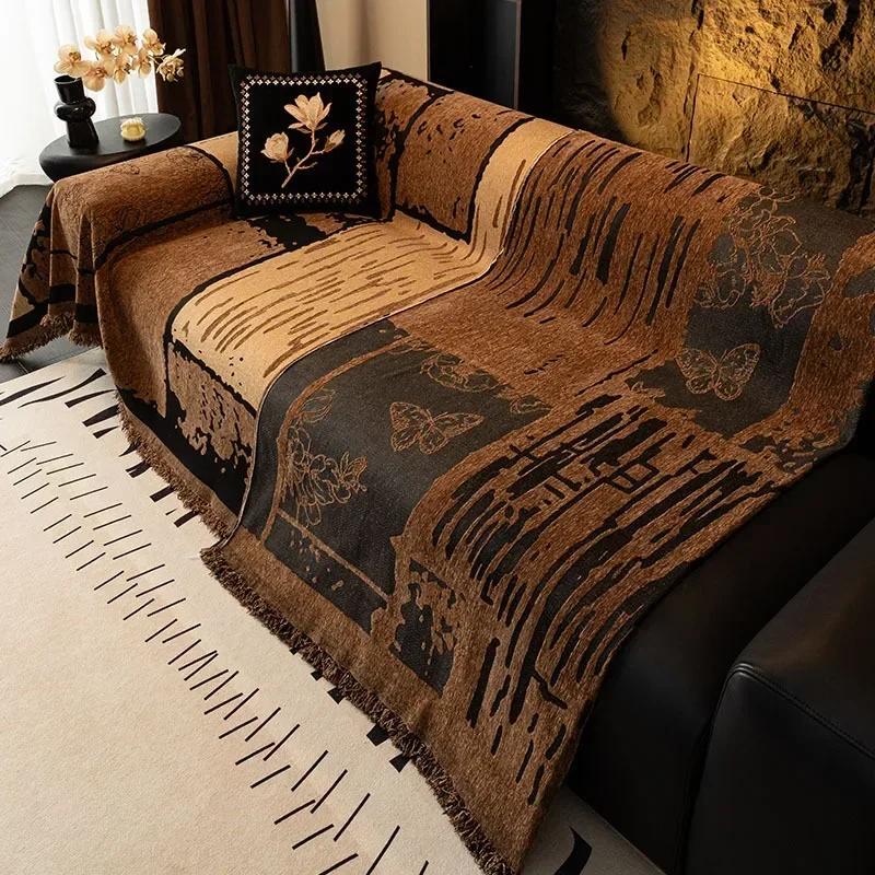 Chenier Vintage Sofa Cover Cloth Anti Cat Scratch Anti Slip Backrest Towel A Whole Fully Enclosed Dust Couch Cover Cloth 3 Seat