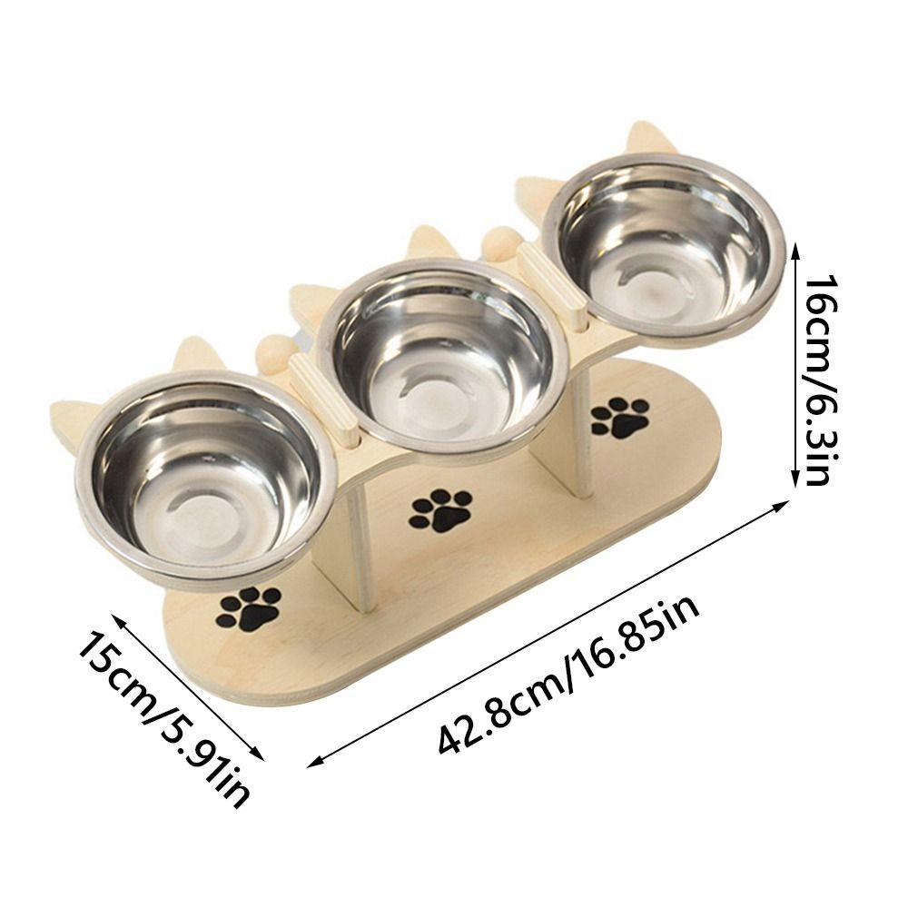 Three Bowl Design High Cat Bowl Stainless Steel Protects Neck Spine Pet Feeding Bowl Lifting Height Pet Feeding Machine