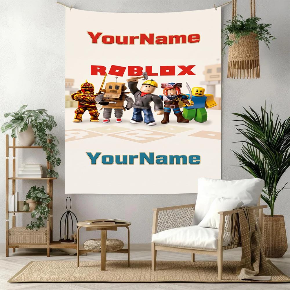 Roblox Custom Dit Navn Vægdekoration Vægtæppe Kunst Til Kæledyrs Mindesmærke Fødselsdag Bryllupsfest Baggrund Familiegave