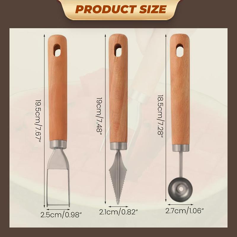 Stainless Steel Watermelon Cutter And Fruit Slicer Tool - 3-In-1 Melon Baller Fruit Carving Knife & Scooper For Home Kitchen