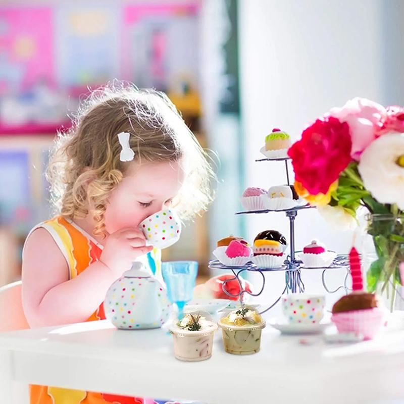 50Pcs 250Ml Disposable Salad Cup Transparent Plastic Dessert Cups Bowls Container With Dome/Flat Lids Ice Cream Dessert Cups