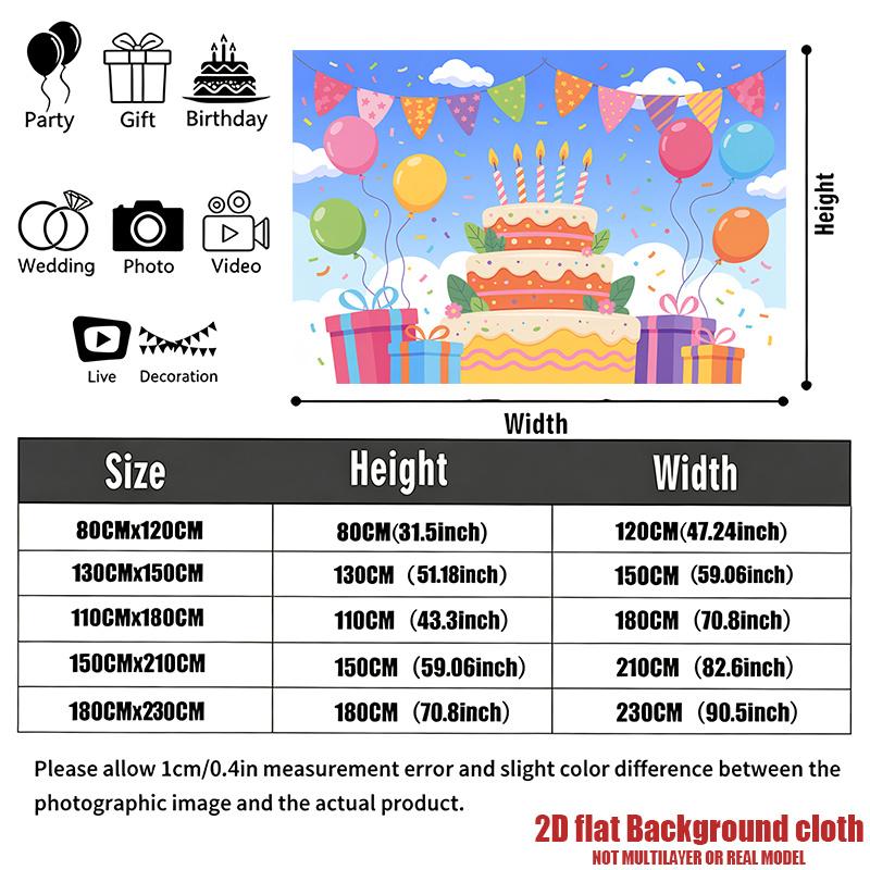 Dessert Birthday Party Banner, Colorful Pattern Polyester Backdrop for Home Room Wall