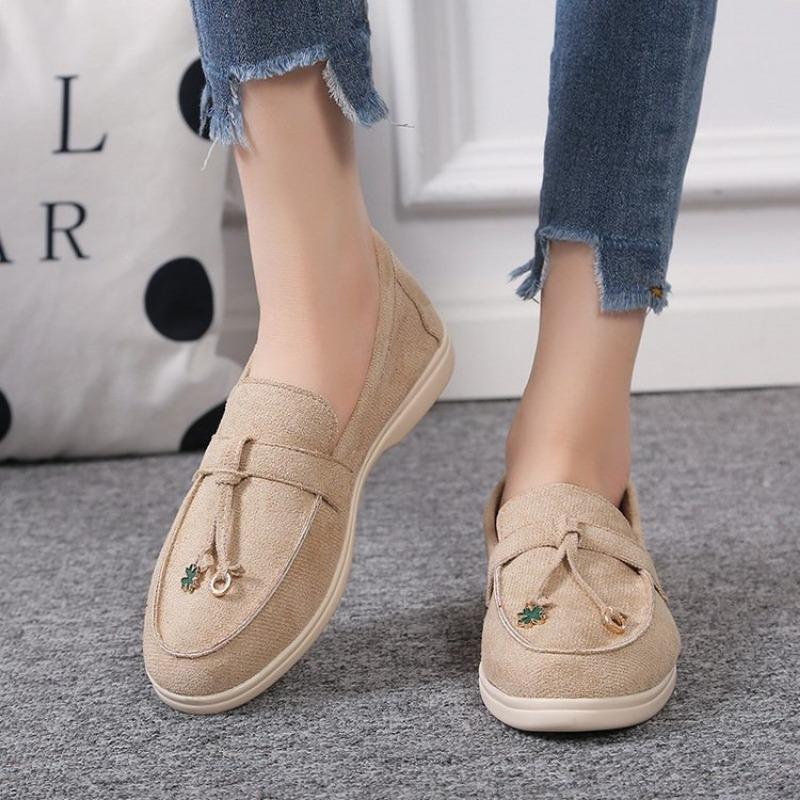 One-pedal women's single shoes new large-size flat-bottomed accessories Doudou shoes versatile women's shoes