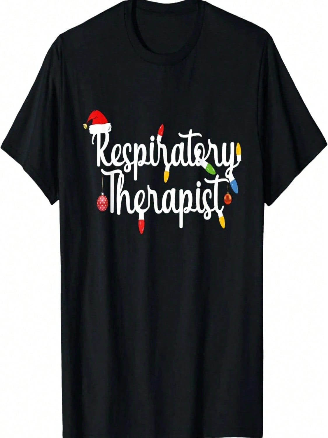 Respiratory Therapist Funny Christmas Santa Hat Design T-Shirt S разноцветный
