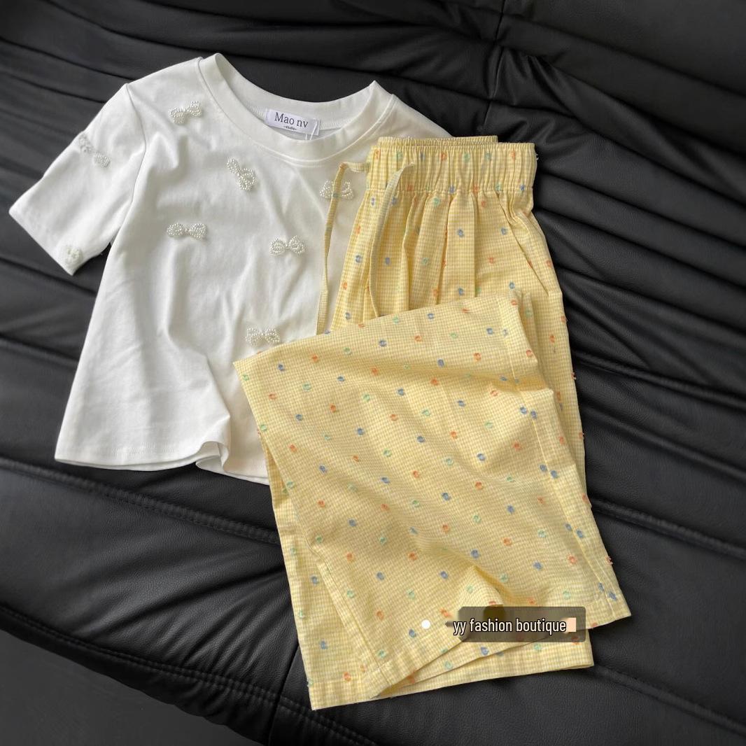 

Dopamine Yellow Polka Dot Wide-Leg Winter Pants for Petite Women XL (116-125 jin)