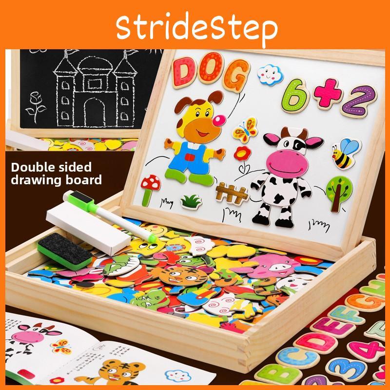 Cow Wooden Tiger Rabbit Animal Farm Theme Magnetic Puzzle Board Toy Children