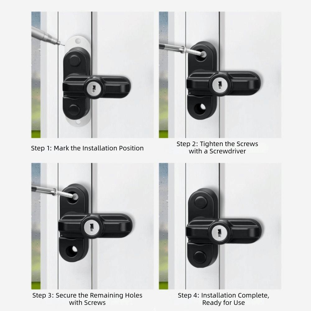 Safety Lever Zinc Alloy Window Frame Lock With Key Anti Theft Safety Locks Plastic Steel T-Lock External Window