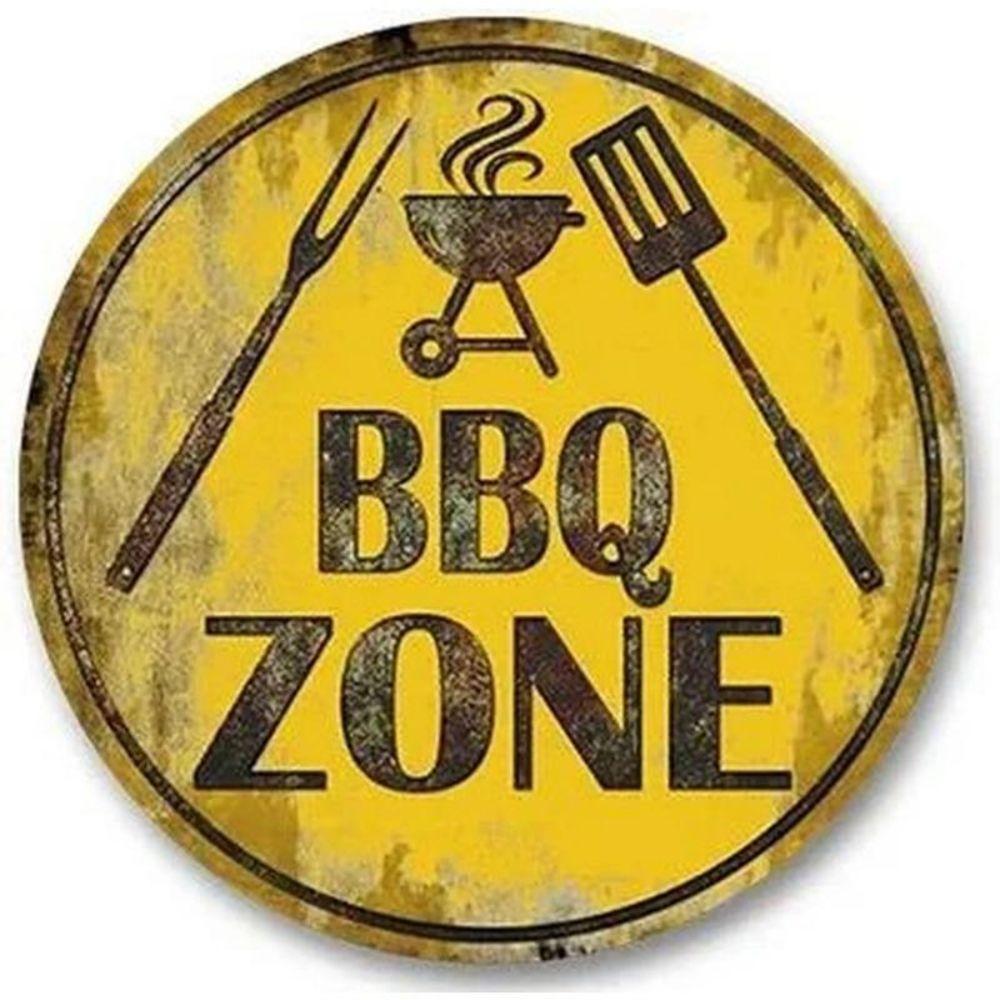 Metal Poster Round BBQ Beer Outdoor Wall Art Decor