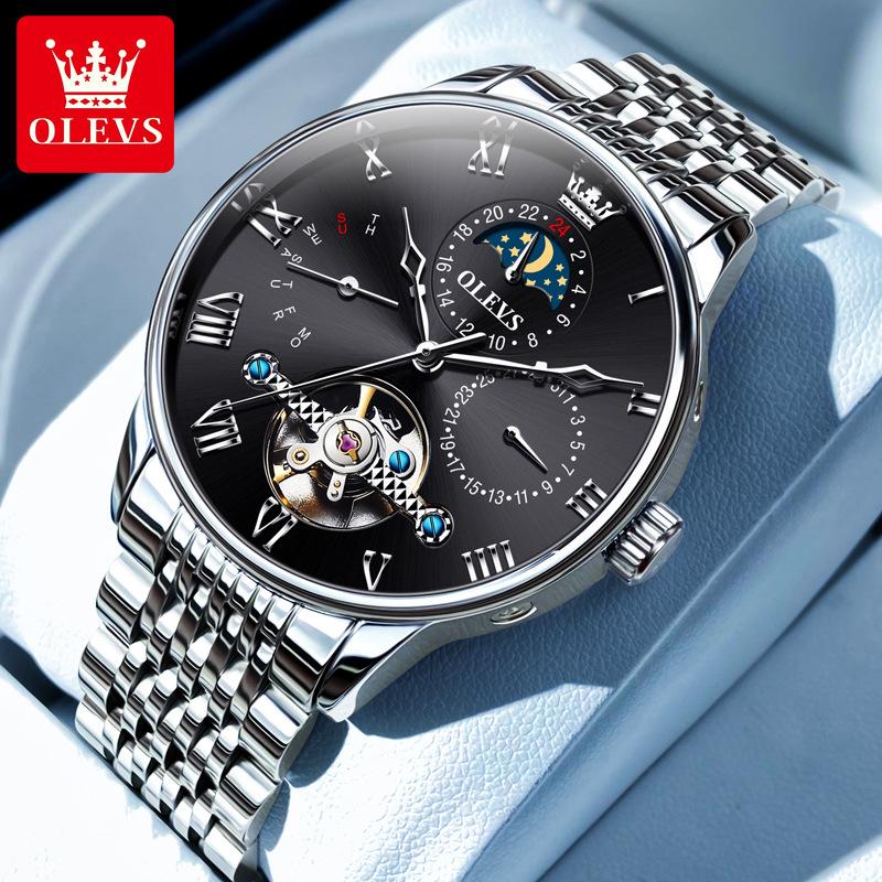 OLEVS Brand New Multi-functional Automatic Mechanical Watch Business Hollow Waterproof Men's Watch