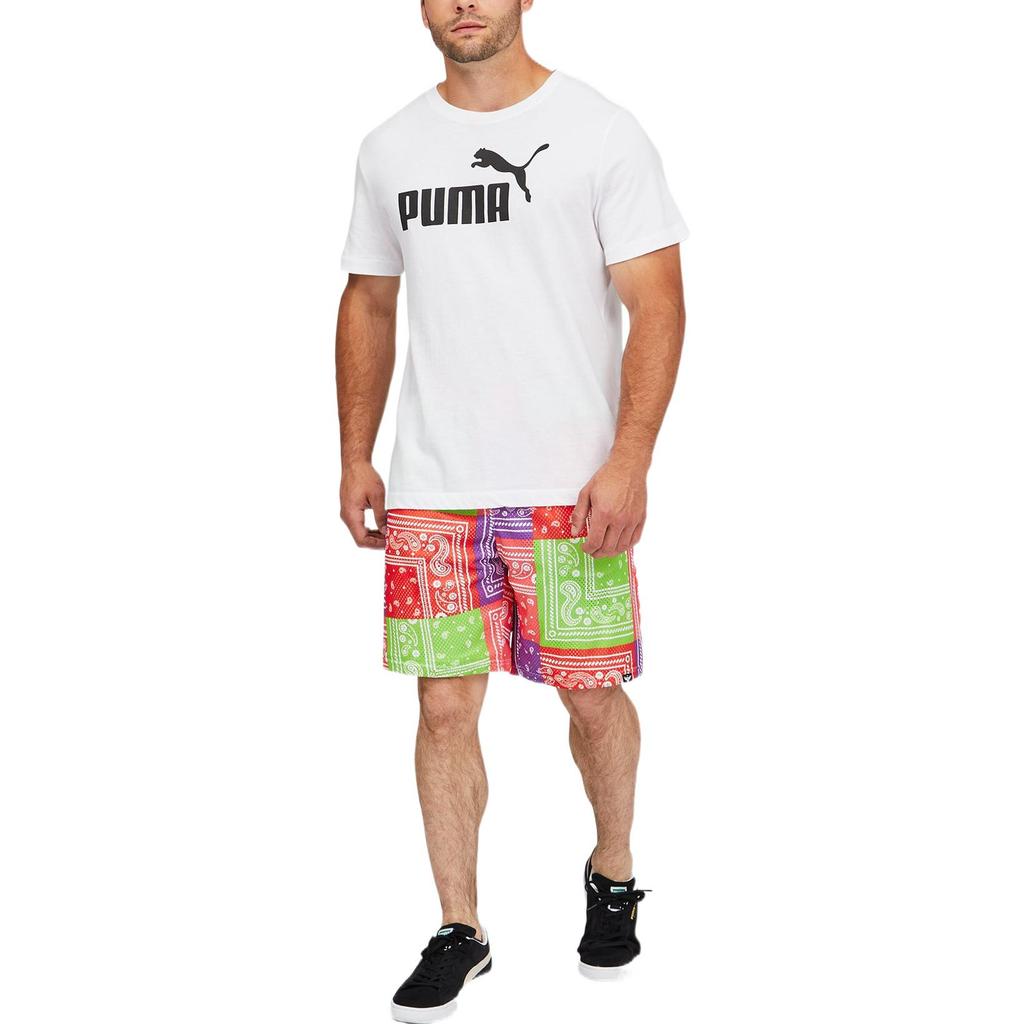 Puma Fit Cashew Flower Logo Print Basketball Sports Casual Shorts Unisex Shorts Red Green 537101-01