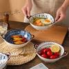 Japanese Household Noodle Bowl 7.5inch Ceramic Soup Bowl With Handle Salad Pasta Bowl Kitchen Tableware Microwave Oven Bakware