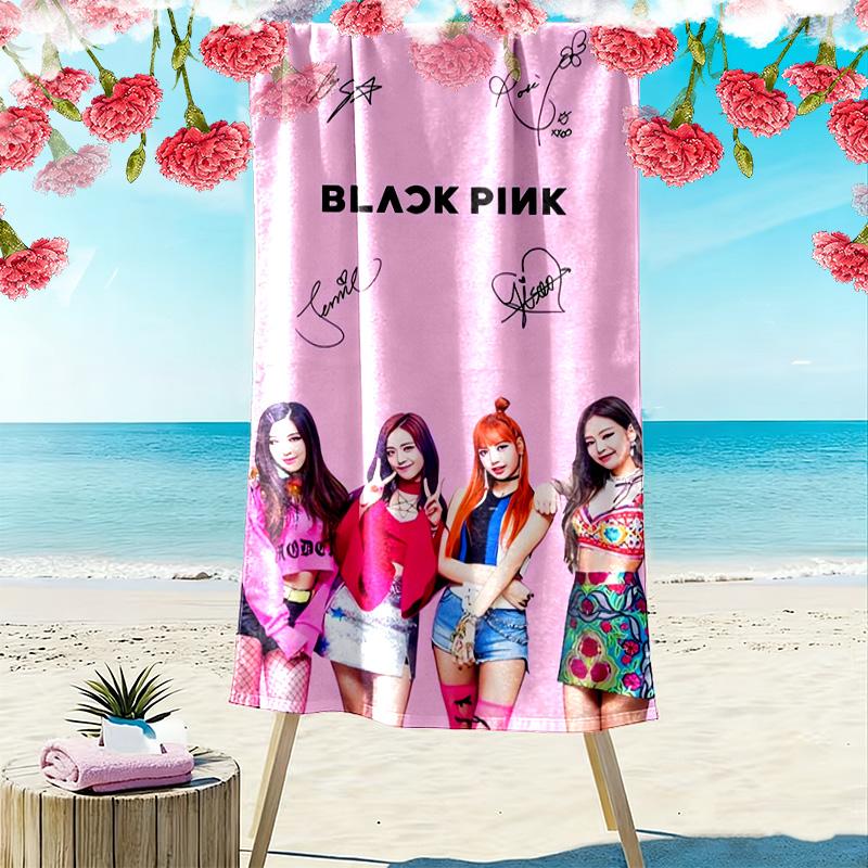 Vibrant Pink Vibes: Blackpink's Signature Style Beach Towel Portable for Travel Beach Seaside Absorbent Bath Towel Swim Travel and Vacation Towels