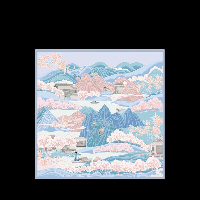 Peach Blossom Goddess Mulberry Silk Scarf