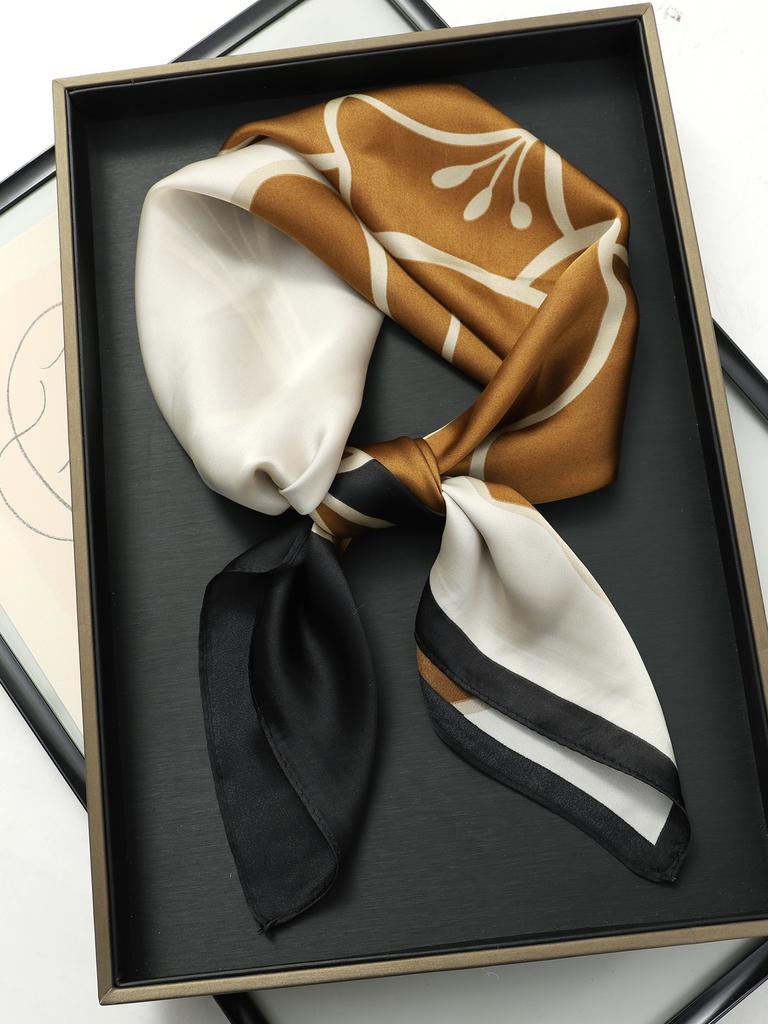 Luxury Brand Silk Square Scarf Women Cat Neck Hair Tie Band Beach Hijab Kerchief Head Headbands Bandana Female Foulard 70cm