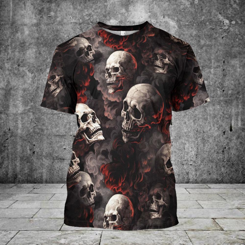Men's T-shirt Skull 3D Printing T-shirts Casual Short Sleeve Tees Oversized Men Clothing Tops Hip Hop Clothes Size XXS-6XL