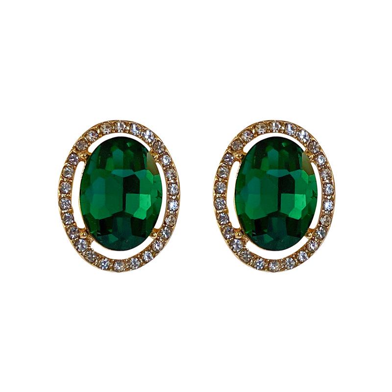 Exquisite Silver Needle Rhinestone Earrings for Women - Korean Retro Palace Style