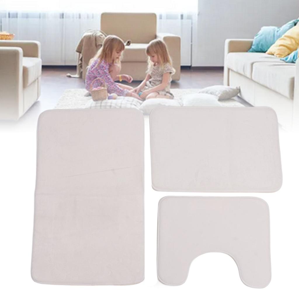 3 Pieces Toilet Mat Set Non Slip Water Absorbent Washable Bathroom U Shaped Toilet Rug Set for Home Toilet Training